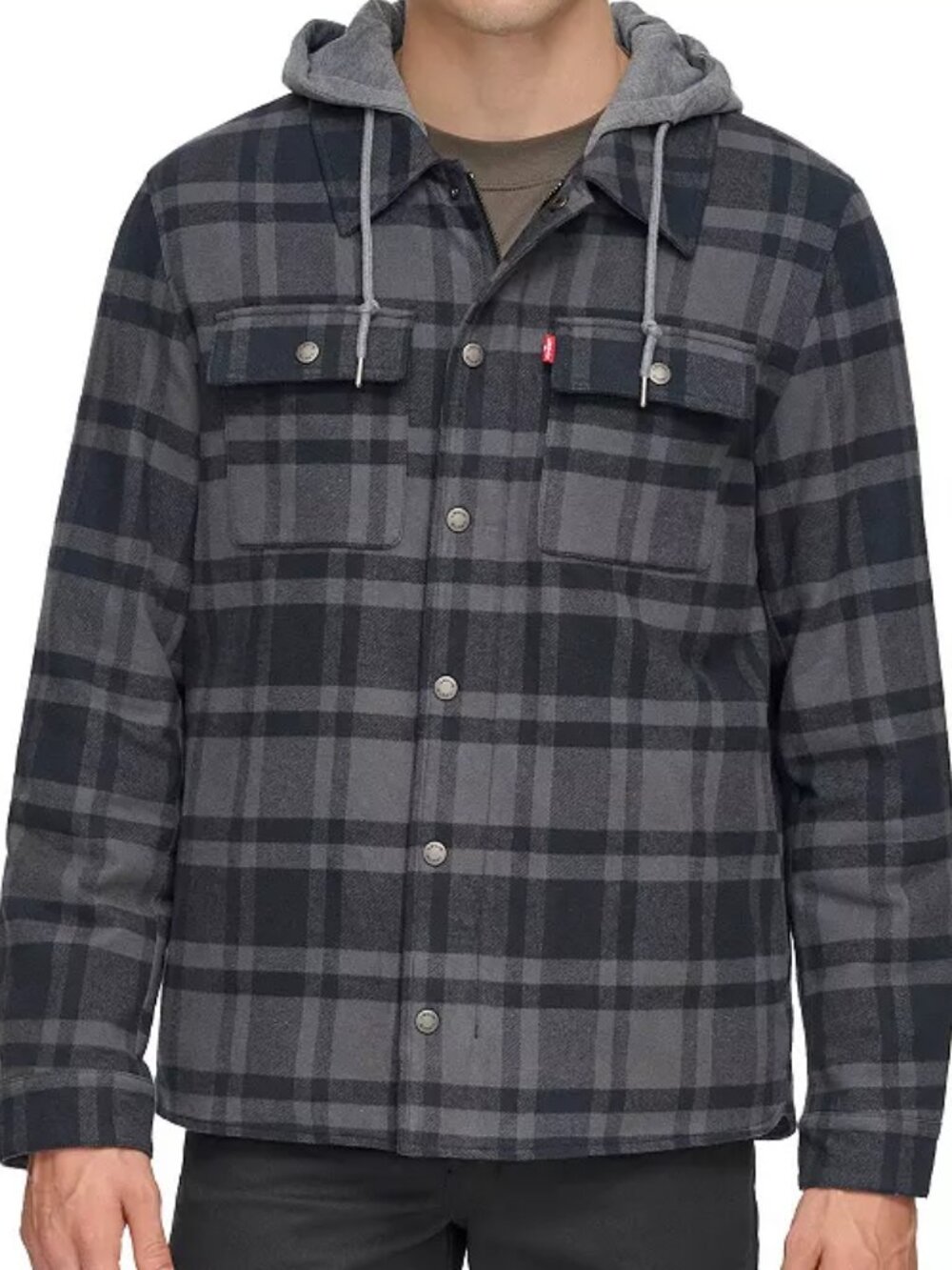 NWT! Men's Levi's Plaid Fleece Sherpa Hooded Shirt Jacket Perfect for Spring!